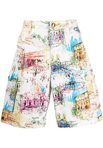 Valentino Roman sketches print Bermuda shorts - White