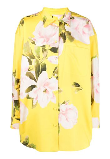 Valentino floral print shirt mini dress - Yellow