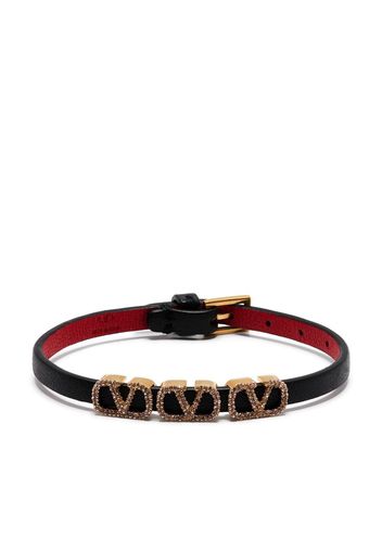 Valentino triple crystal VLOGO bracelet - Black