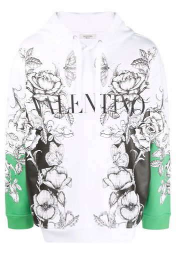 Valentino Dark Blooming print hoodie - White