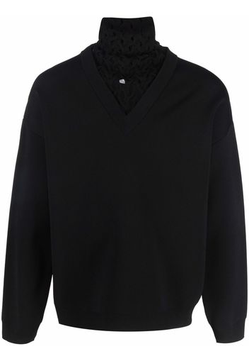 Valentino woven-panel roll-neck jumper - Black