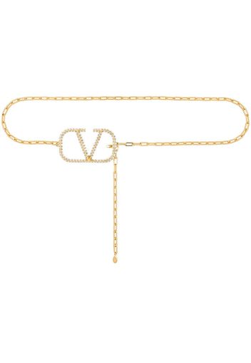 Valentino Garavani crystal-embellished Vlogo chain belt - Gold