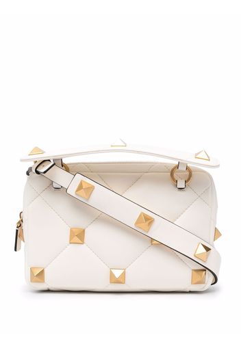 Valentino Garavani Roman Stud-embellished diamond-quilted clutch bag - White