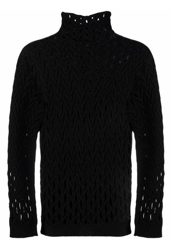 Valentino roll-neck mesh jumper - Black