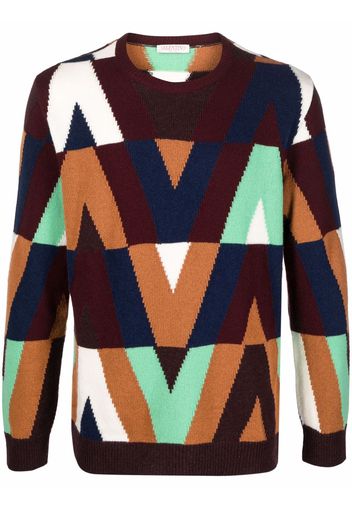 Valentino logo-intarsia jumper - Neutrals