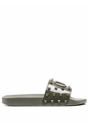 Valentino Garavani Vlogo Rockstud flat slides - Green