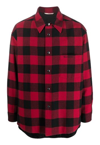 Valentino check-print virgin-wool overshirt - Black