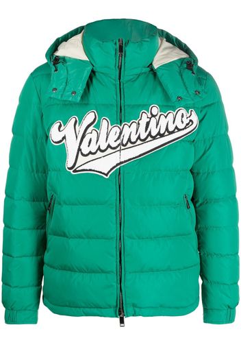 Valentino logo-patch puffer jacket - Green