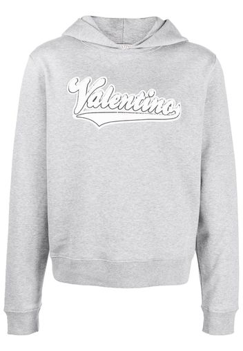 Valentino embroidered logo patch hoodie - Grey