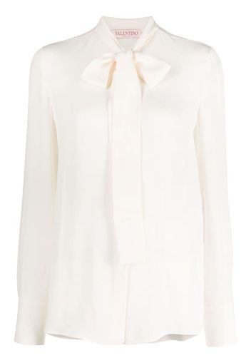 Valentino pussy-bow collar silk shirt - White
