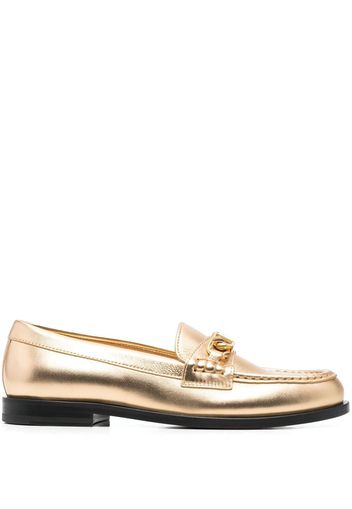 Valentino Garavani VLogo 10mm chain leather loafers - Gold