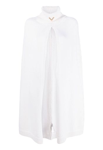 Valentino logo-plaque cape-style knitted top - White