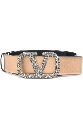 Valentino Garavani embellished VLogo reversible belt - Gold