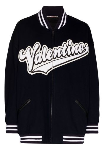 Valentino embroidered-logo bomber jacket - Blue