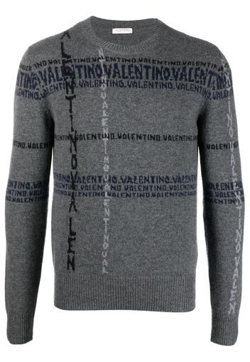 Valentino intarsia-knit logo cashmere jumper - Grey