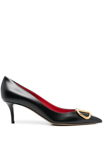 Valentino Garavani logo-plaque leather pumps - Black