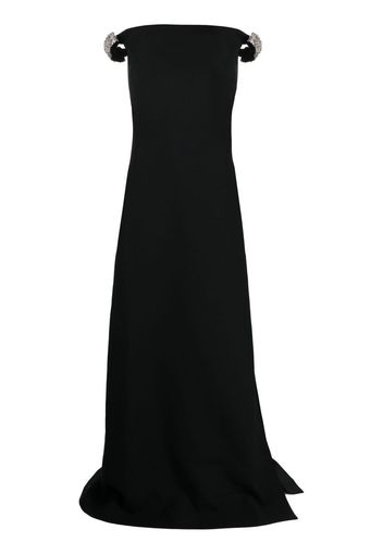 Valentino off-shoulder slit-detail dress - Black