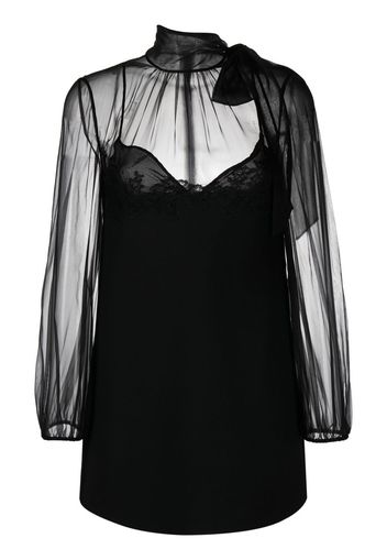 Valentino sheer-panel mini dress - Black