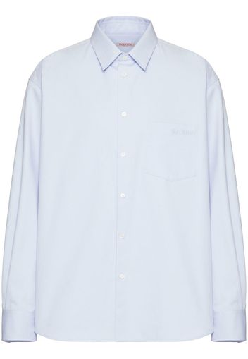 Valentino logo-embroidered cotton shirt - Blue