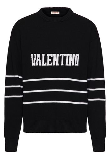 Valentino intarsia-logo wool jumper - Black