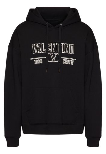 Valentino logo-embroidered cotton hoodie - Black