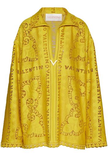 Valentino logo long-sleeve dress - Yellow