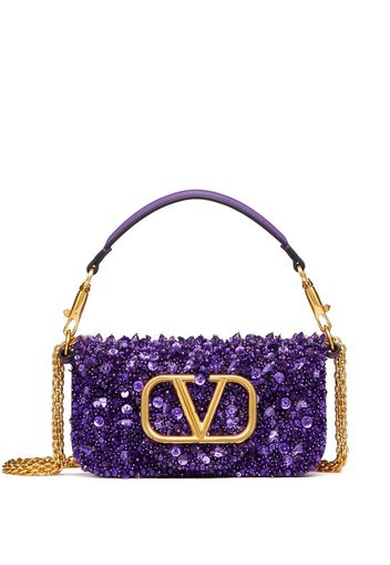 Valentino Garavani small Locò embroidered shoulder bag - Purple