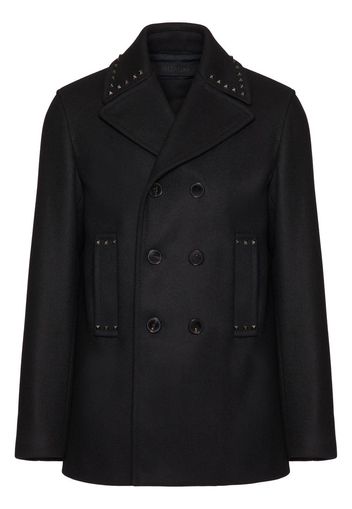 Valentino stud detail wool coat - Black