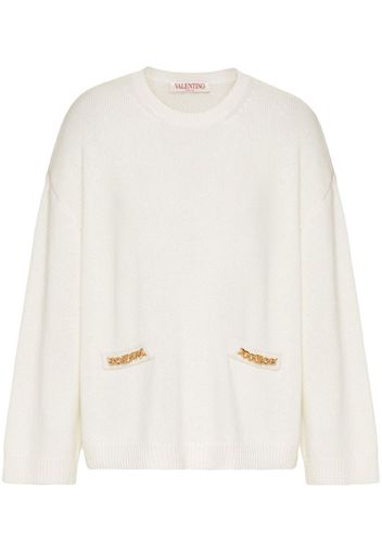 Valentino chain-detail cashmere jumper - White