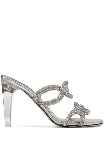 Valentino Garavani Chain 1967 embellished slide sandals - Silver