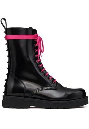 Valentino Garavani Untitled leather combat boots - Black