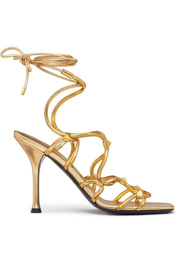 Valentino Garavani Rockstud Net lace-up sandals - Gold