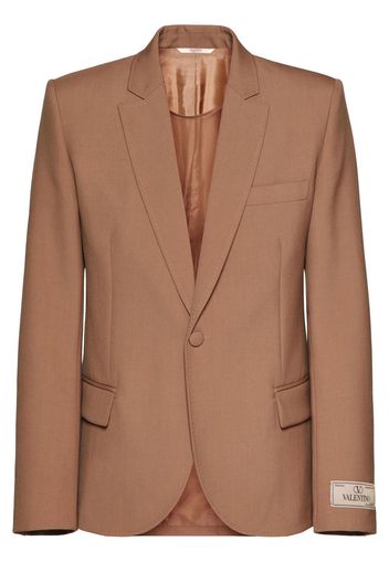 Valentino logo-patch single-breasted blazer - Brown