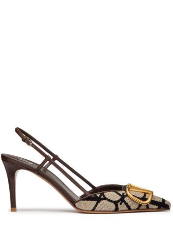 Valentino Garavani logo-detail slingback pumps - Neutrals