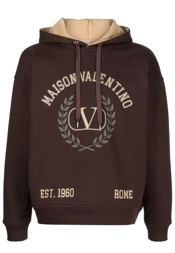 Valentino logo-print cotton hoodie - Brown