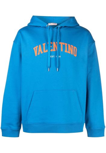 Valentino logo-print cotton hoodie - Blue