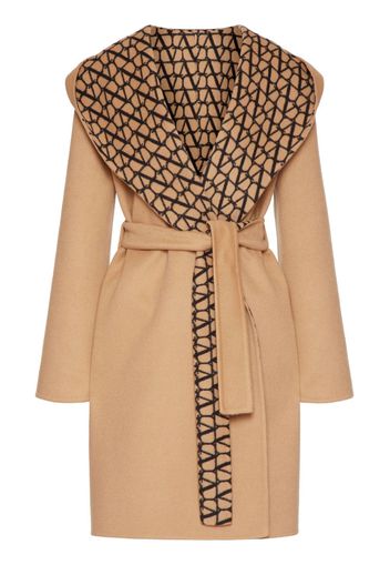 Valentino Garavani Toile Iconographe belted virgin-wool coat - Neutrals