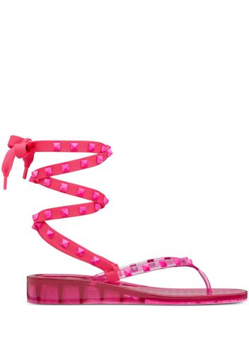 Valentino Garavani Rockstud ankle-tie flip flops - Pink