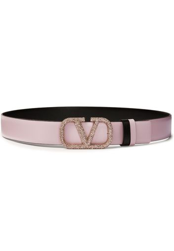 Valentino Garavani VLogo crystal-embellished reversible belt - Purple