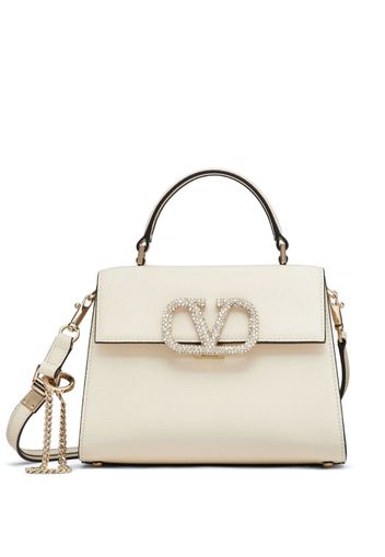 Valentino Garavani logo-plaque tote bag - Neutrals