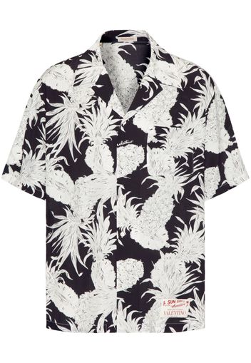 Valentino Garavani pineapple-print short-sleeve shirt - Black