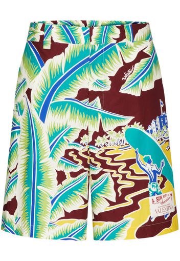 Valentino Garavani tropical-print knee-length shorts - Blue