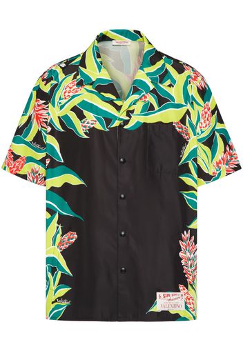 Valentino Garavani Volcano-print short-sleeve shirt - Black