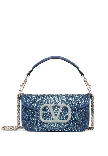 Valentino Garavani VLogo crystal-embellished shoulder bag - Blue