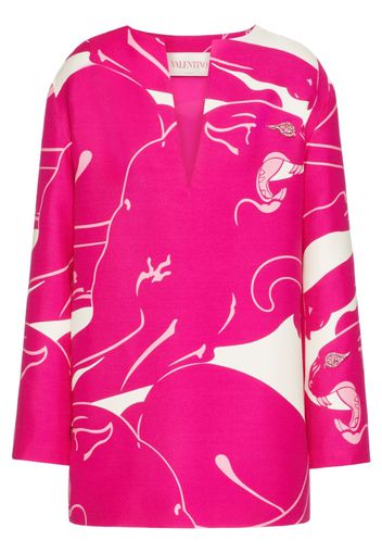 Valentino Garavani graphic-print long-sleeve minidress - Pink