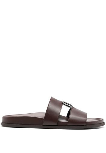 Valentino Garavani logo-plaque calf leather sandals - Brown