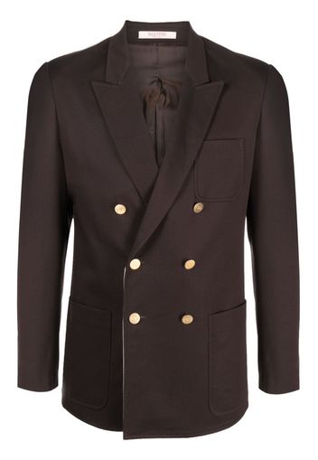 Valentino Garavani VLogo Signature-buttons double-breasted blazer - Brown