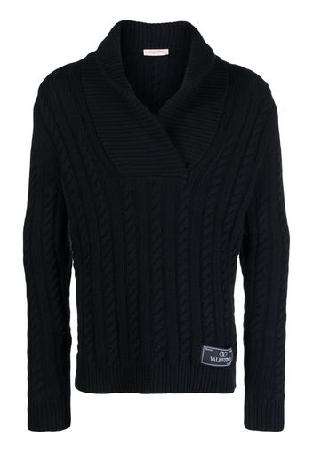 Valentino Garavani cable-knit virgin wool jumper - Blue