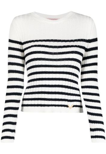 Valentino Garavani striped ribbed-knit jumper - White