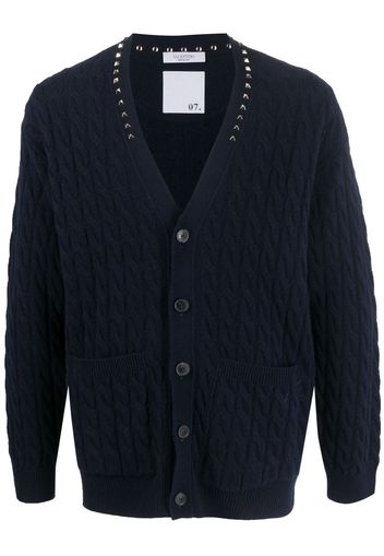 Valentino Garavani Rockstud-embellished cable-knit cardigan - Blue